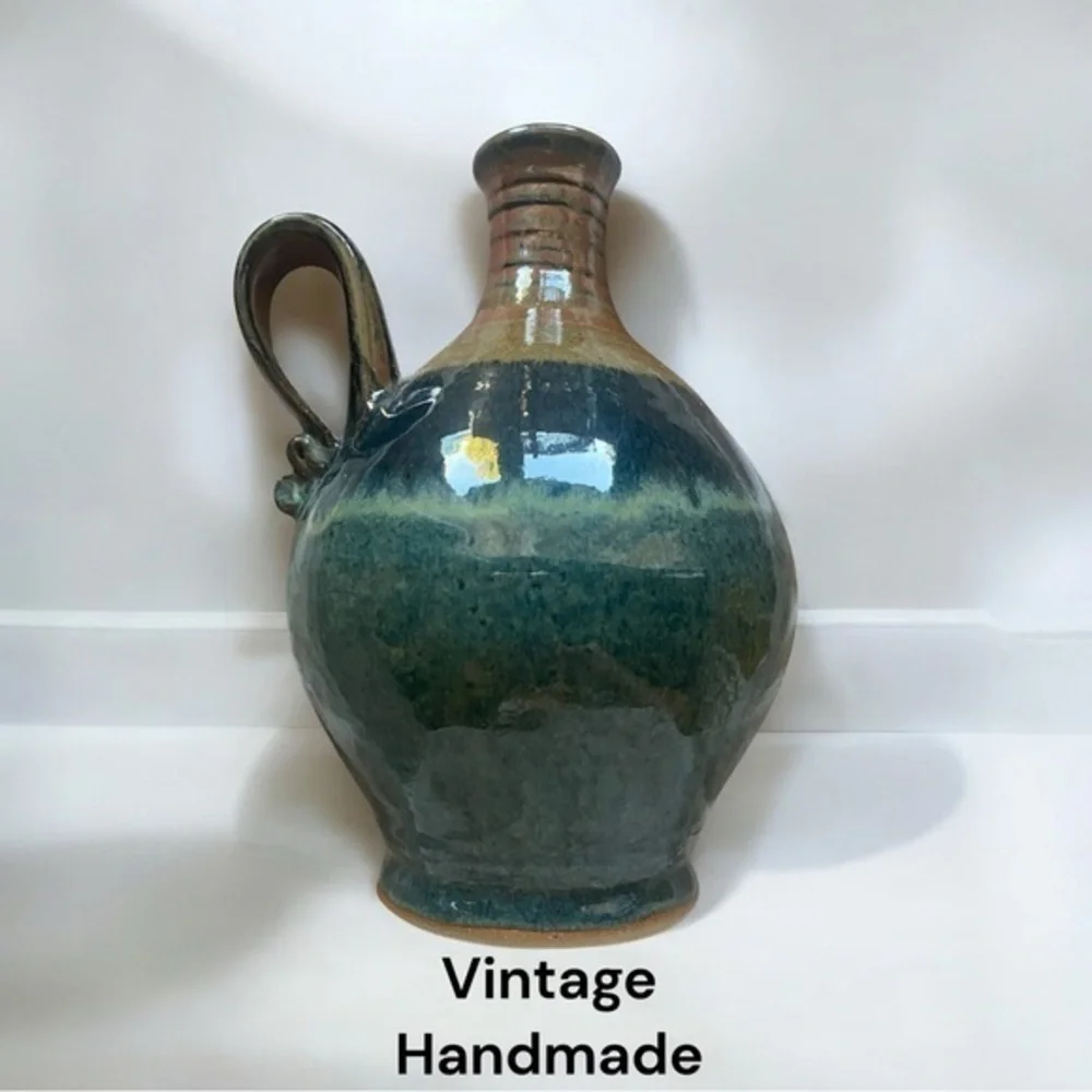 Vintage Glazed Vase Handmade Artist Signed Decor
